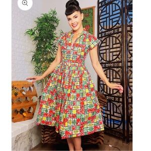 BB Ferrai Bernie Dexter Kelly Fruit Salad Pinup Rockabilly Dress Size Small